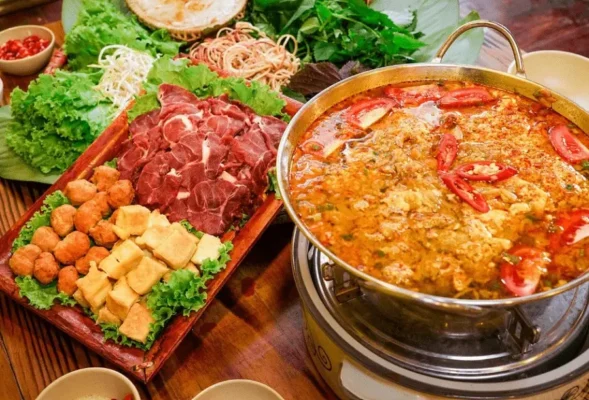 lẩu cua đồng bắp bò 
